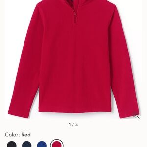 Lands' End Kids' Bright Red Quarter-Zip Fleece Hoodie - size XL